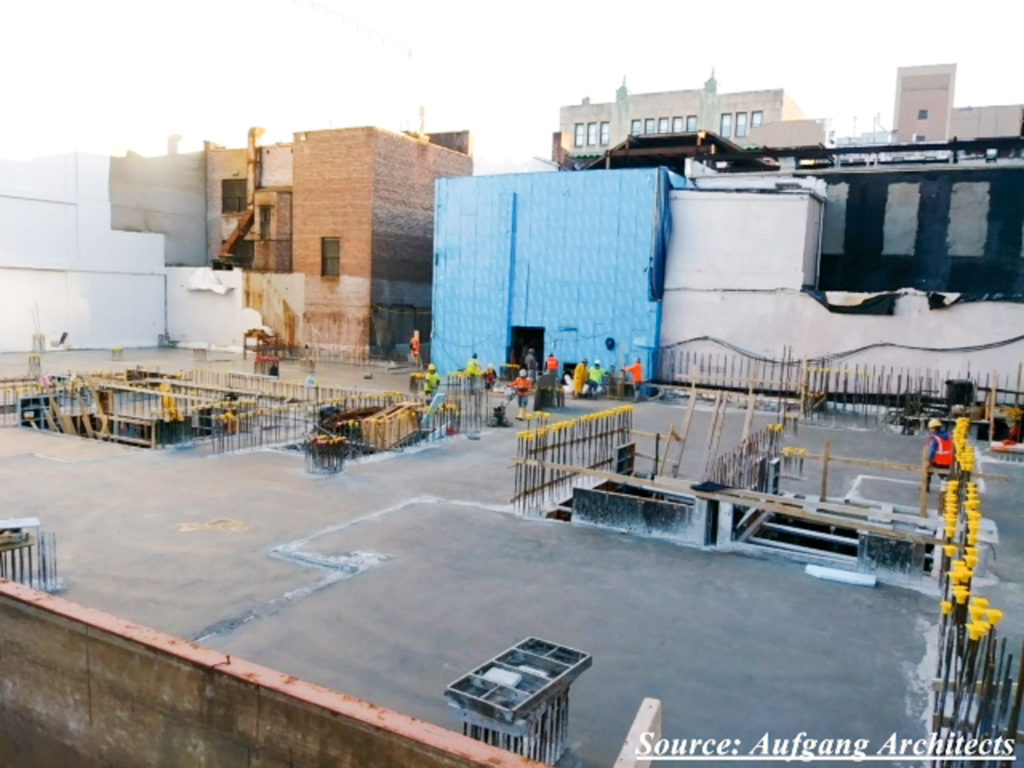 Progress at 233 West 125th Street, image courtesy Aufgang Architects