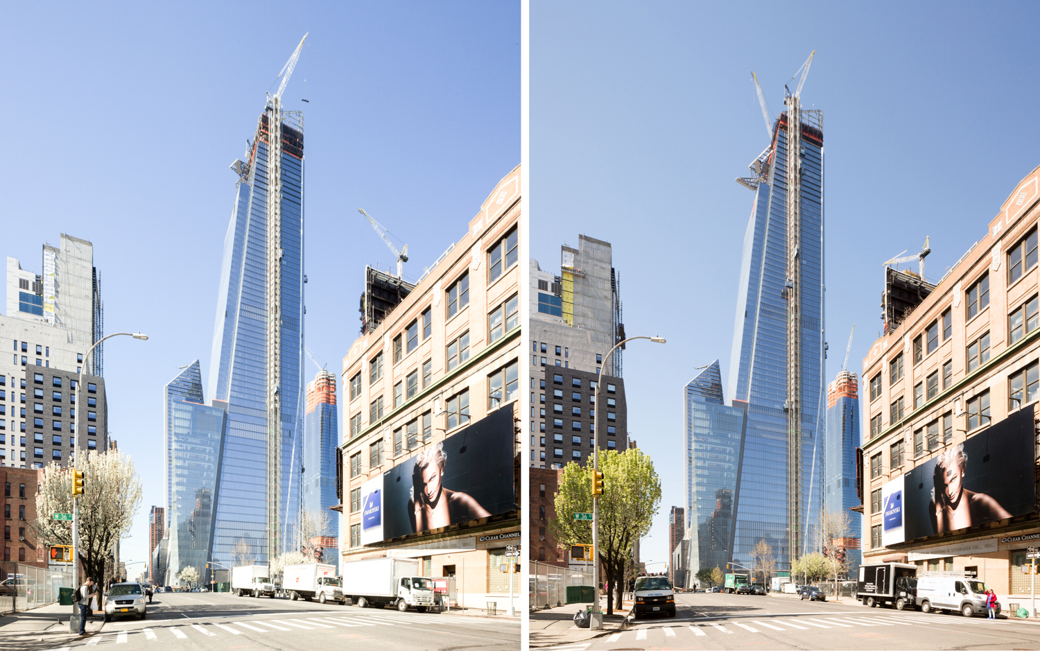 30 Hudson Yards from April 23rd versus May 1st, image by Andrew Campbell Nelson