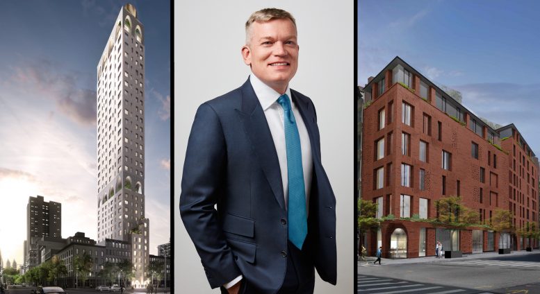 DDG's Joe McMillan with 180 East 88th Street at left and 100 Franklin Street at right