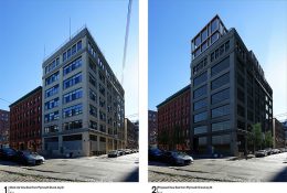 Rendering of 168 Plymouth (right) and previous building (left) - Alloy Development