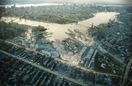 Birdseye view of Brooklyn Navy Yard Master Plan, rendering by WXY and bloomimages