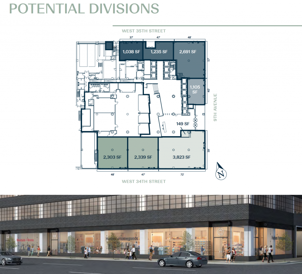 Hudson Commons retail floor space, rendering from Winick Realty