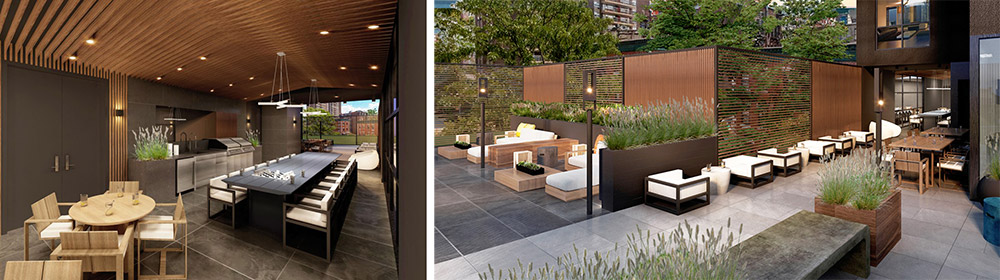 Rendering of courtyard areas at 101 East 2nd Street - Zproekt Architects