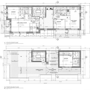 Fourth and penthouse level floorplans for 718 Bushwick Avenue - Arc Architecture + Design Studio