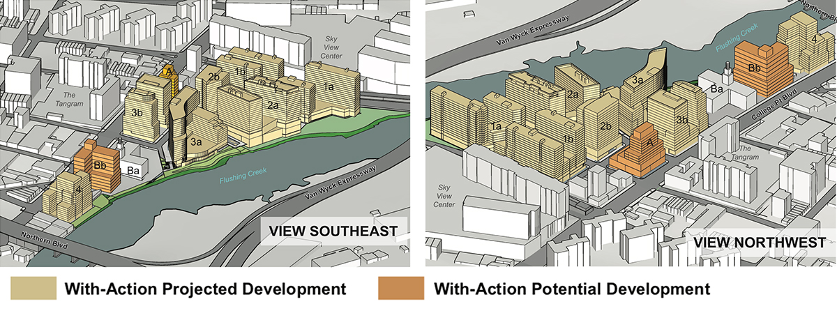 Preliminary Rending of the Proposed Flushing Waterfront District - Hill West Architects