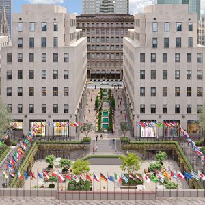 Rendering of proposed renovations to Rockefeller Plaza - Tishman Speyer / Gabellini Sheppard Associates