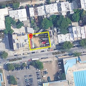 Aerial view of development site at 633 Dekalb Avenue - Google Maps