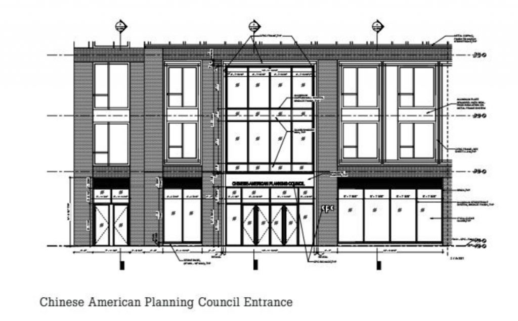 Rendering of the Chinese American Planning Council Entrance via Dattner Architects