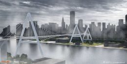 Rendering of Queens Ribbon; view from Queens to Manhattan - T.Y. Lin International