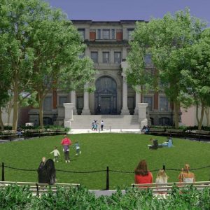 Rendering of proposed changes at Court Square Park - New York City Parks Department