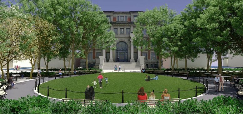 Rendering of proposed changes at Court Square Park - New York City Parks Department
