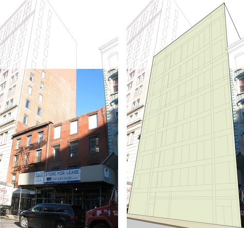 Existing conditions and preliminary renderings of 23-35 Cleveland Place