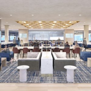 Rendering of Moynihan Train Hall Buiness Center and Lounge - SOM; Empire State Development