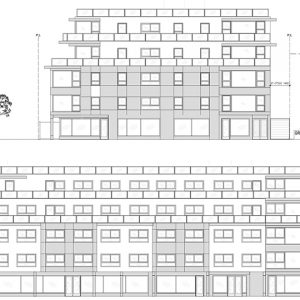 Elevation diagram illustrates 900 Castle Hill Avenue's proposed facade along Story Avenue (bottom) and Castle Avenue (top)