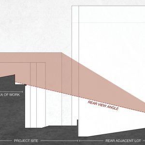 Elevation diagram illustrates sight lines of proposed expansion at 224 West 10th Street - DCP Architecture