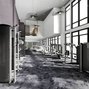 Rendering of resident gym at SOLAIA - Architectura; Skyline Development Group