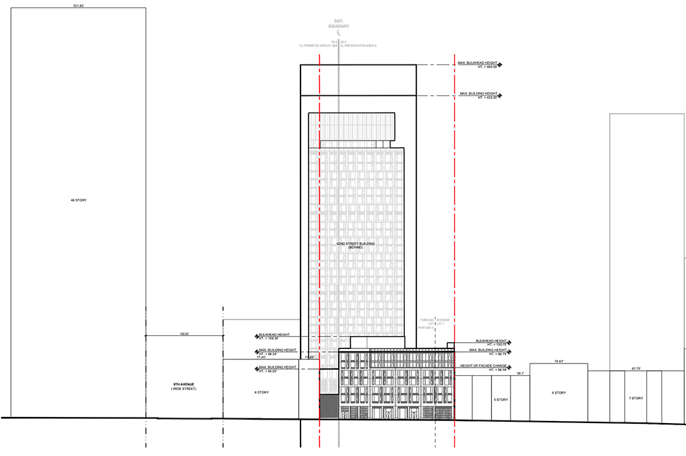 Contextual elevation diagram of 314 West 43rd Street