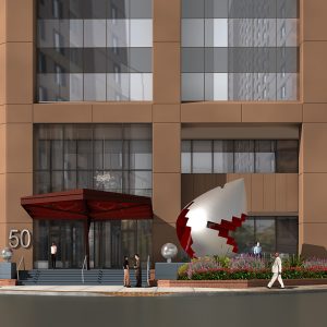 Rendering of Fragments of Something Bigger at 50 Main Street - Georgi Minchev; Ginsburg Development Companies (GDC)