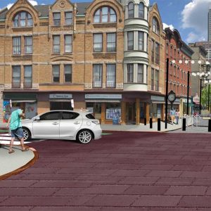 Rendering of Newark Avenue Pedestrian Plaza - Maser Consulting