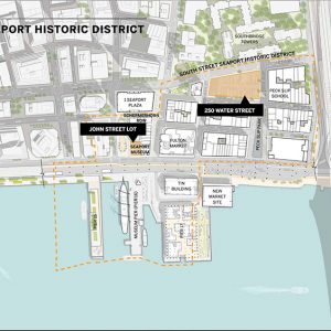 Site map of planned development at 250 Water Street and the new South Street Seaport Museum - Howard Hughes Corporation; Skidmore, Owings & Merrill (SOM)