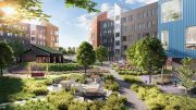 Landscaped courtyard at The Eddy - Image courtesy of Ironstate Development Co. and The Pegasus Group