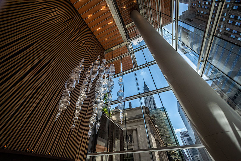 Le Pavillon's Custom Hand-Blown Glass Chandelier from Artist Andy Paiko - Photo by Thomas Schauer