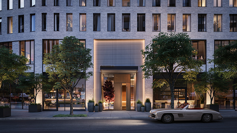 Main lobby entrance at One Boerum Place - Williams New York; SLCE Architects