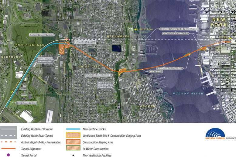 Project map illustrates scope of work for the Hudson Tunnel Project