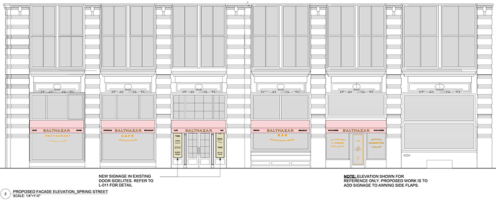 Rendering of proposed awnings at 80 Spring Street - Richard H. Lewis Architect
