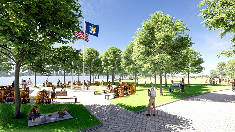 Rendering of green spaces surrounding the ‘Circle of Heroes’ Essential Workers Monument - Courtesy of Governor Andrew Cuomo’s office