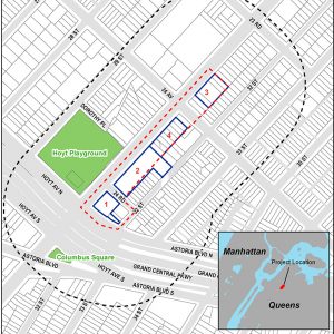 Site map of 31st Street rezoning in Astoria, Queens