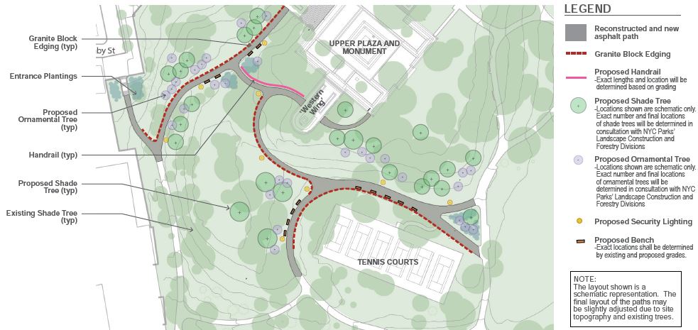 View of proposed upgrades within Fort Greene Park - New York City Parks Department