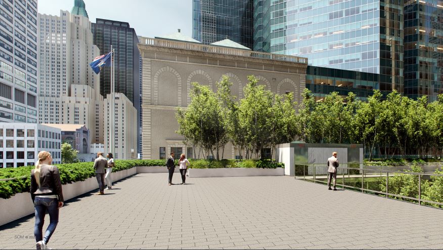 Rendering of proposed alteration to the Lever House terrace - Courtesy of Skidmore, Owings & Merrill (SOM)