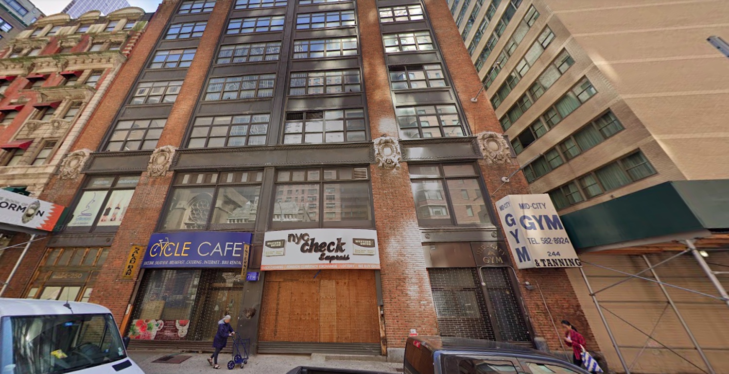 244-250 West 49th Street in Midtown West, Manhattan via Google Maps