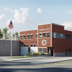 Rendering of Jersey City Firehouse Engine 10 at 627 Grand Street - Netta Architects