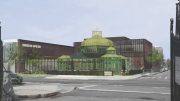 Rendering of the new Green-Wood Cemetery welcome center - Architecture Research Office (ARO)