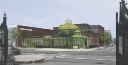Rendering of the new Green-Wood Cemetery welcome center - Architecture Research Office (ARO)