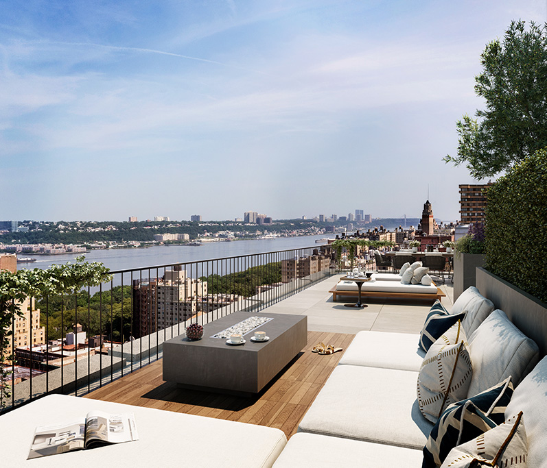 Private terrace at 2505 Broadway's Penthouse A