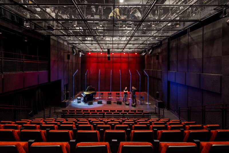 199-seat theater at the new Irish Arts Center - Photo by Albert Vecerka;  Esto