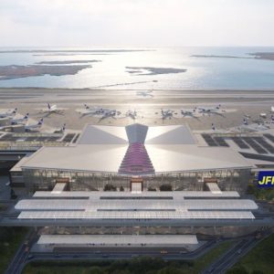 Aerial rendering of The New Terminal One at JFK International Airport