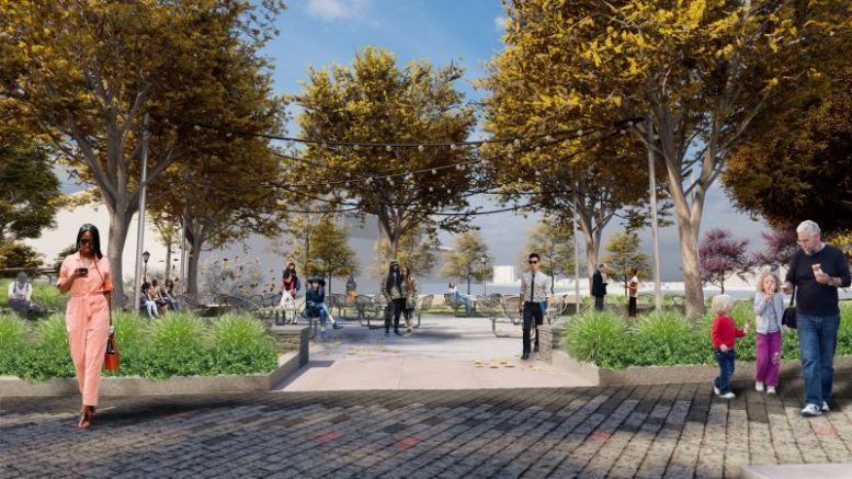 New public walkway, green spaces, and seating at Chelsea Waterside Park - Abel Bainnson Butz Landscape Architects