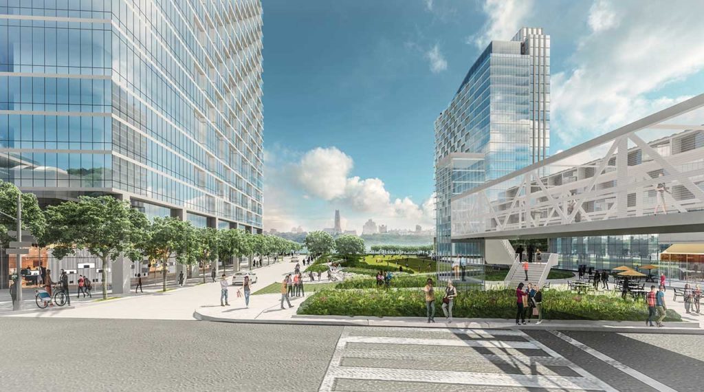 Rendering of 615 River Road's pedestrian plaza - Courtesy of FXCollaborative
