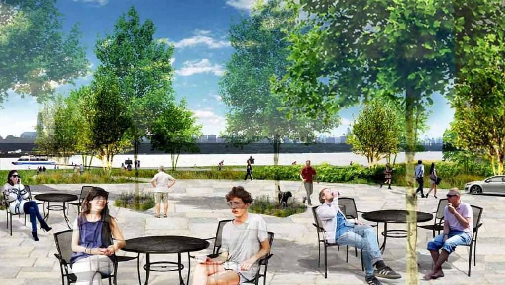 Rendering of 615 River Road's public park and ferry stop - Courtesy of FX Collaborative