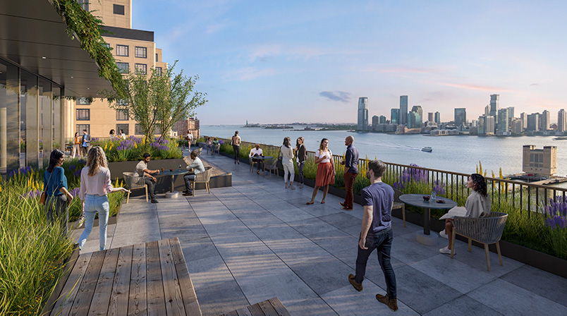 Rendering of outdoor terrace at 555 Greenwich - Courtesy of COOKFOX Architects