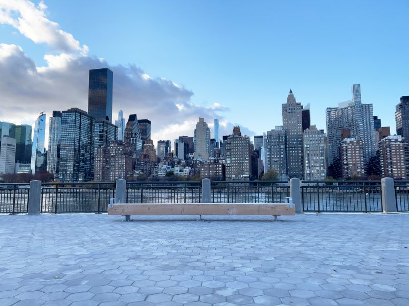 View of the Manhattan skyline from Roosevelt Island's Southpoint Park