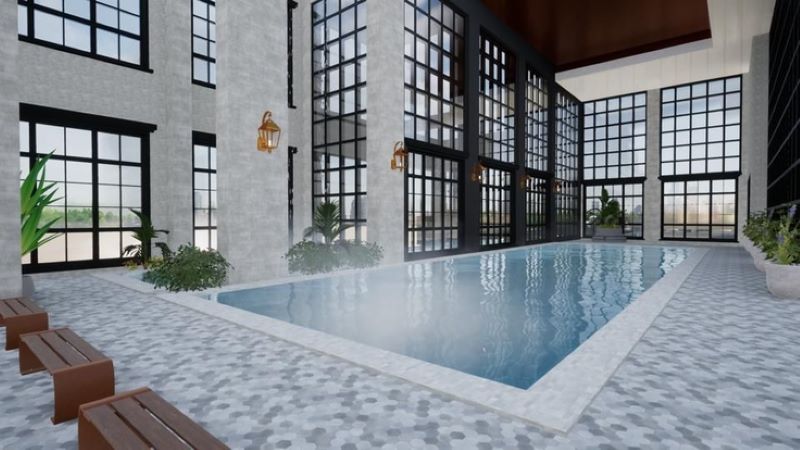 Preliminary rendering of the indoor pool at 185 East 109th Street - S. Wieder Architect
