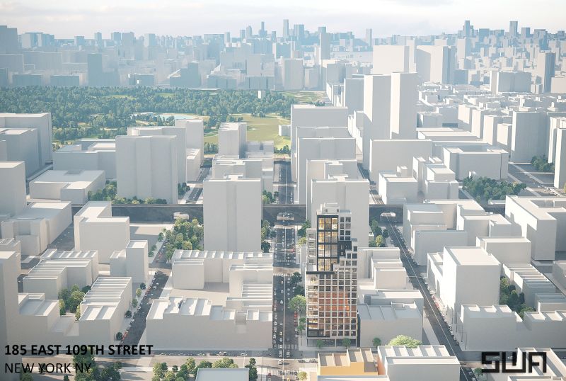 Aerial rendering of 185 East 109th Street - S. Wieder Architect