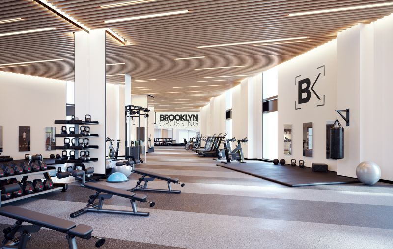 Rendering of Brooklyn Crossing's fitness center - Courtesy of VMI Studio for IF Studio