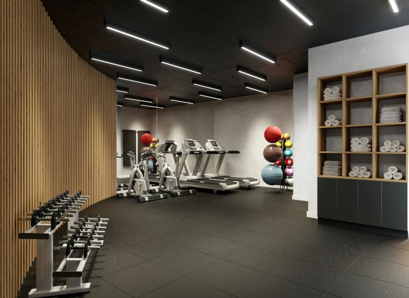 Rendering of fitness center at 1064 Jackson Avenue - Zproekt