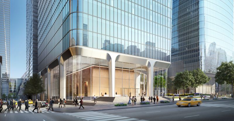 Rendering of ground floor and lobby spaces at 2 Manhattan West
